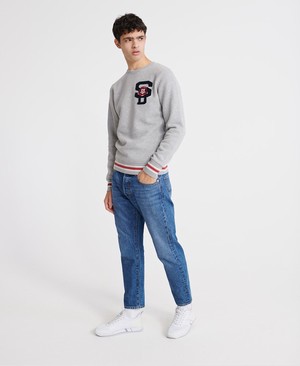 Superdry Varsity Chenielle Férfi Pulóver Szürke | YXZCR6341